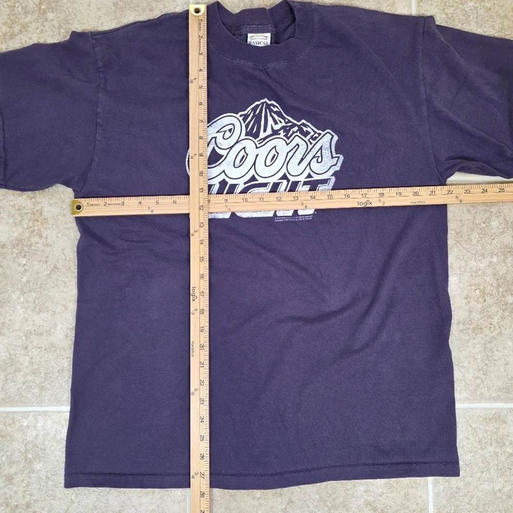 Coors Light Beer Graphic Tee Purple Mountain Logo Shirt L